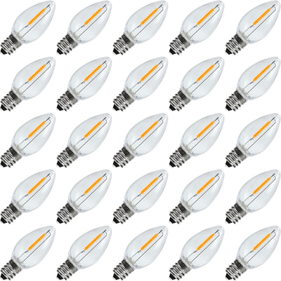 25 Bombillas LED C7 E12 0.6W Blanco Cálido