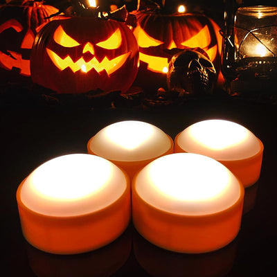 4 Luces Calabaza Halloween con Control Remoto Velas LED Naranjas