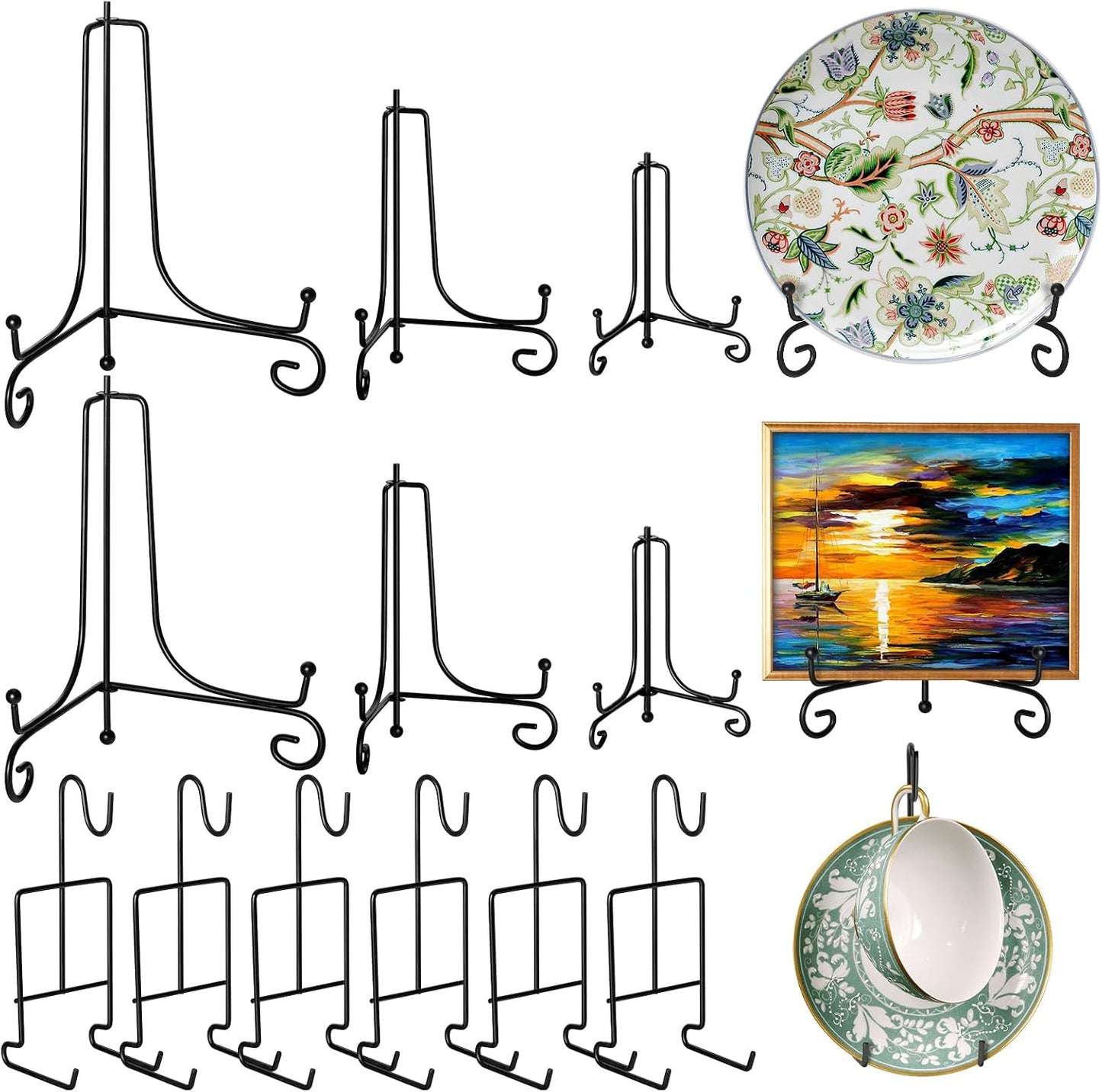 6 Soportes Placa Negro 4-8" para Tazas Libros
