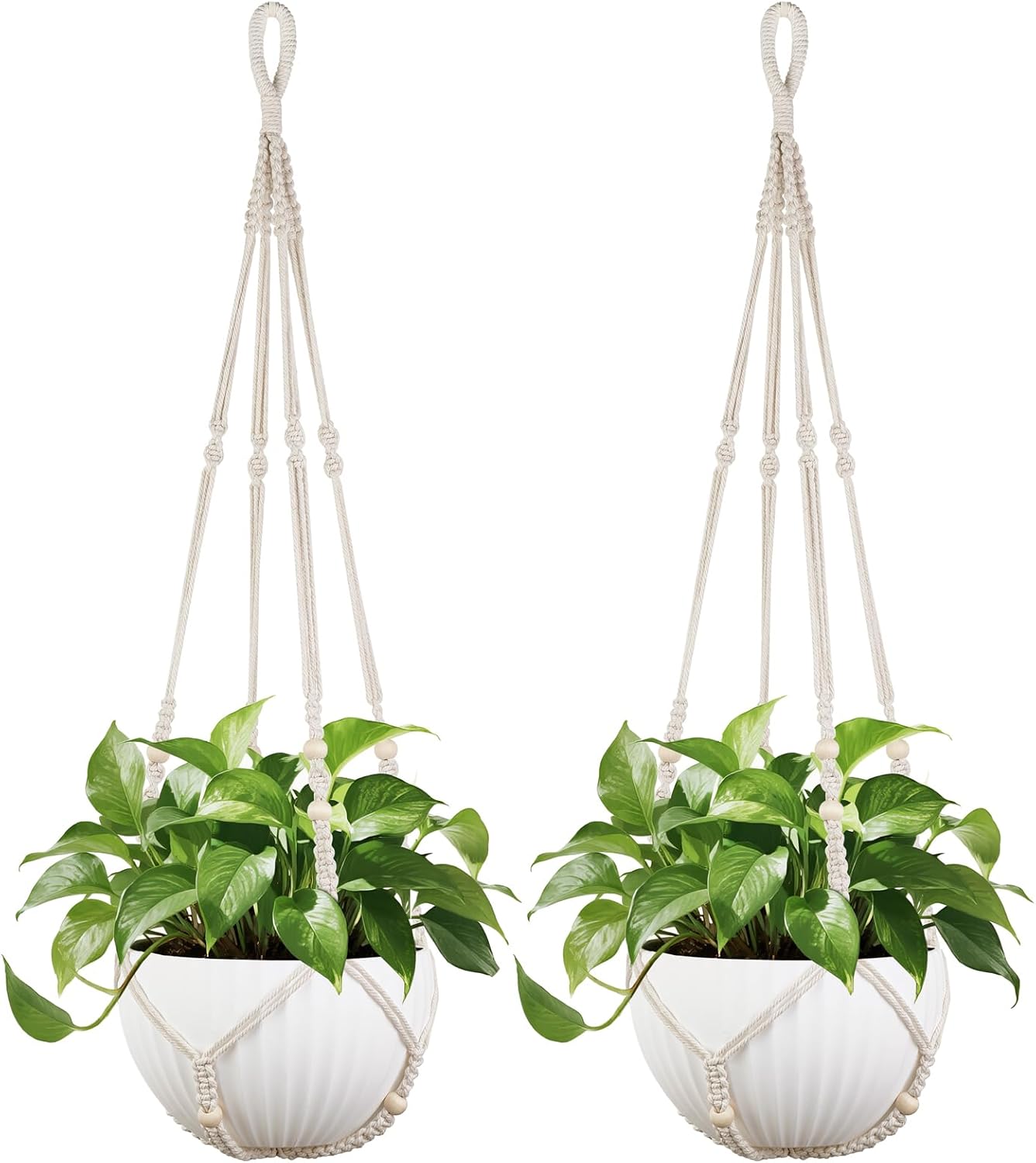 Colgador macramé para macetas 12pulg cesta madera