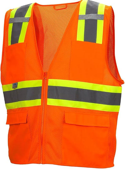 Chaleco seguridad malla cinta reflectante naranja talla M