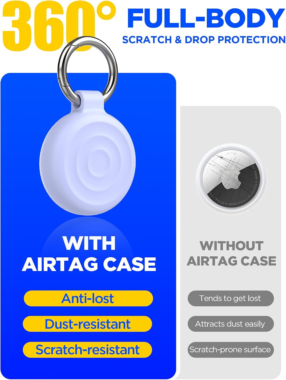 Llavero con funda Airtag 2 pzas silicona anillo púrpura