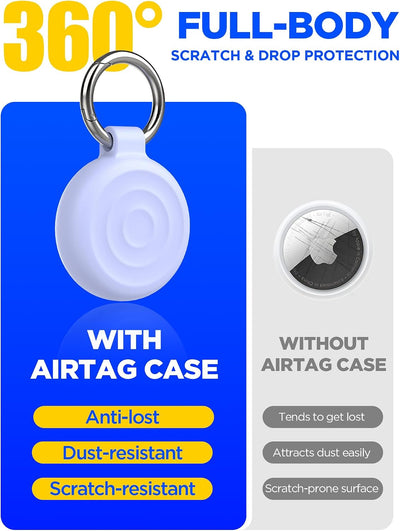 Llavero con funda Airtag 2 pzas silicona anillo púrpura