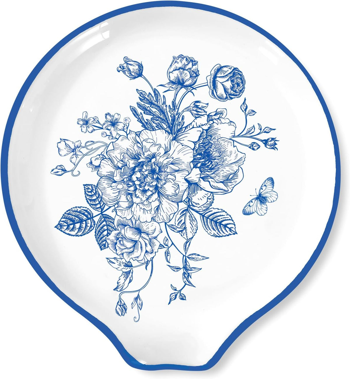 Cuchara de café azul floral cerámica titular para bar estación de café