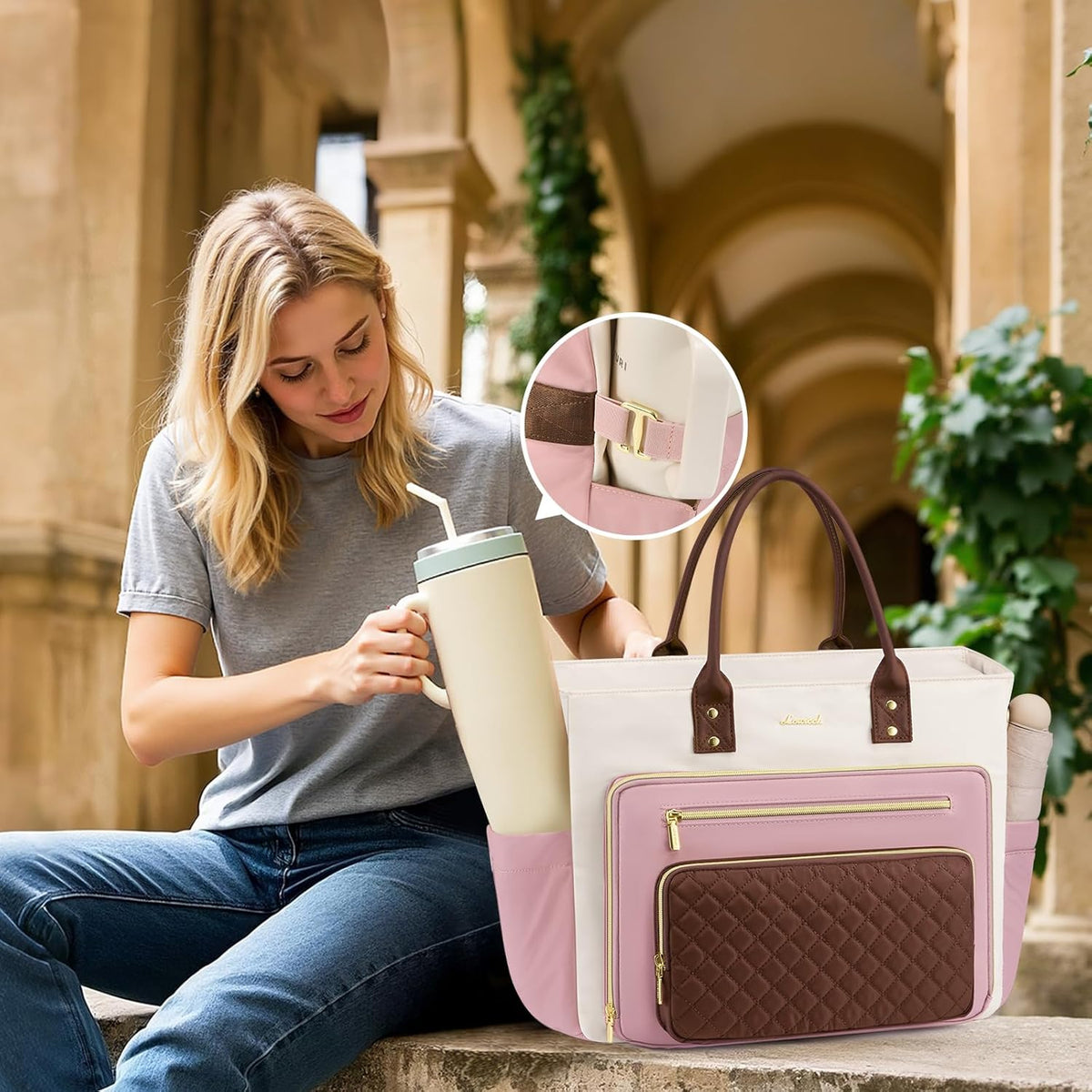 Bolsa de mano para laptop con soporte taza profesional