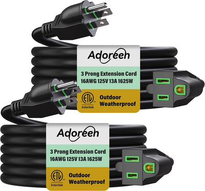 Cable extensión exterior 50ft 2uds 3 clavijas 16AWG