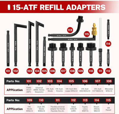 Bomba neumática ATF 8L con 15 adaptadores