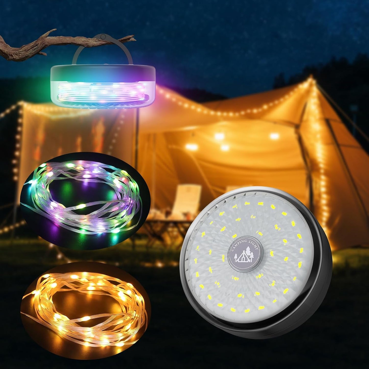 Guirnalda luces campamento 32.8ft linterna 2en1 14 modos
