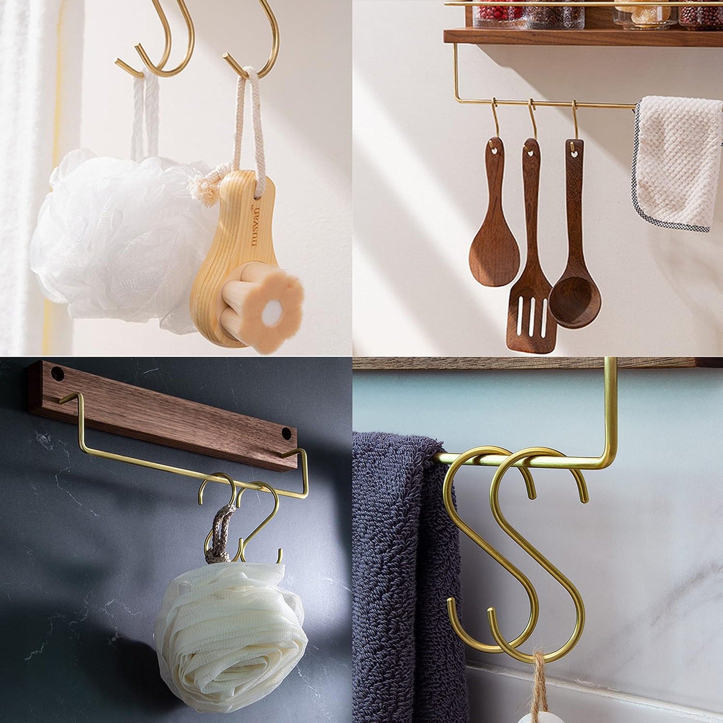 Ganchos cocina latón 12pzas 3.95pulg para ollas tazas