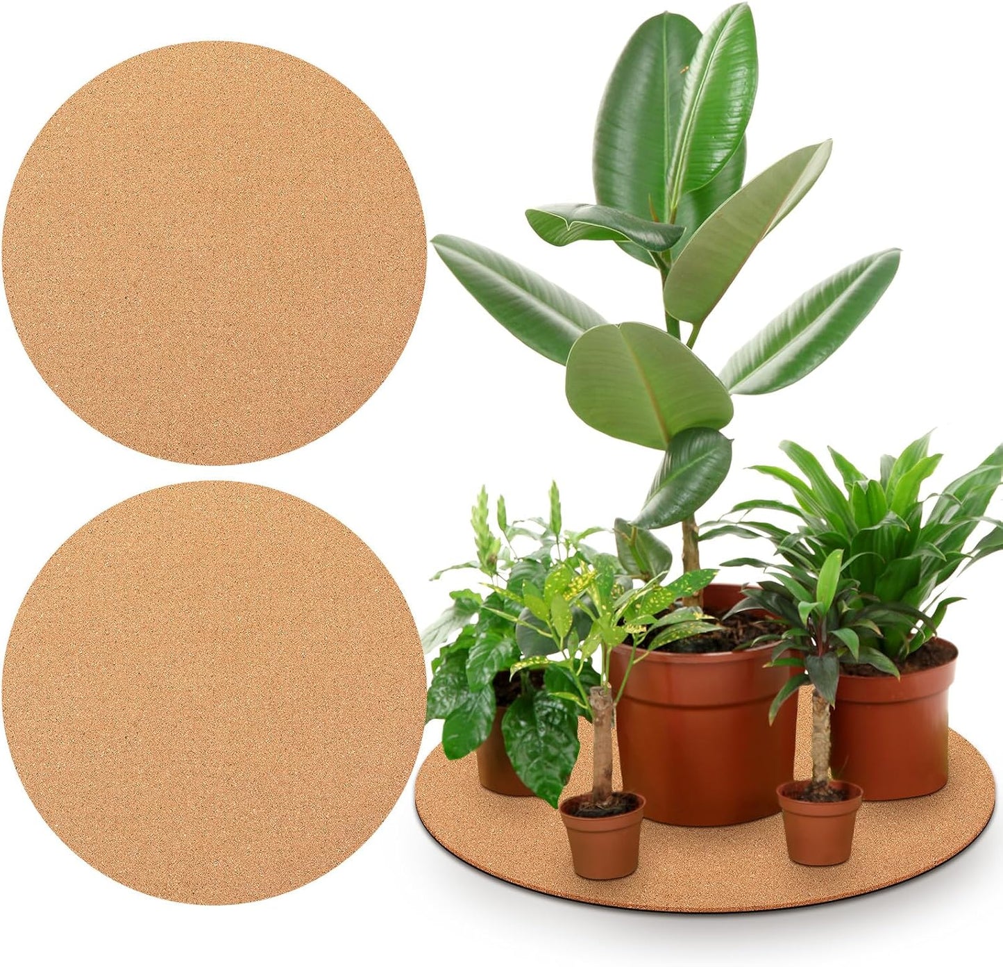 2 Posavasos Corcho 16pulg Doble Capa Tapete Plantas