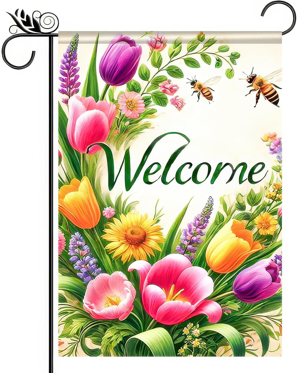 Bandera jardín 12x18pulg doble cara flores decoración exterior
