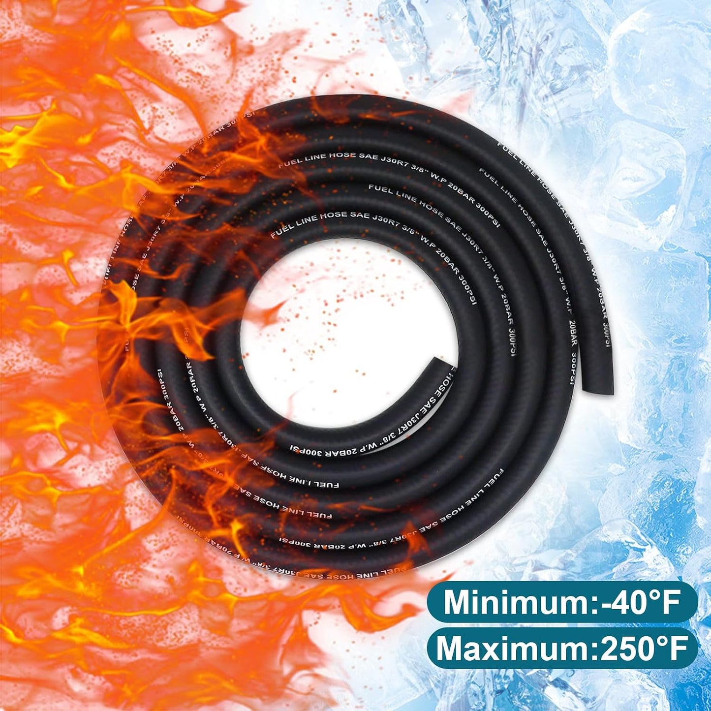 Kit manguera combustible 10pies NBR con abrazaderas inox