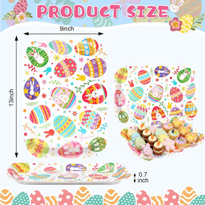6 Bandejas Pascua 13x9pulg Huevos Conejo Flores Platos Papel