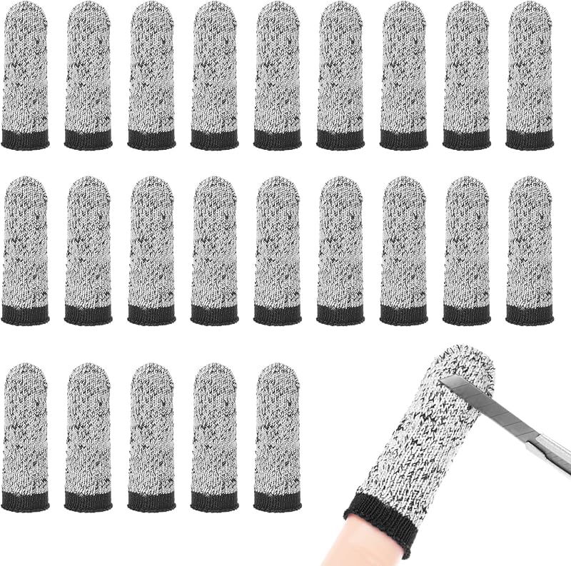 60 Protectores dedos fibra HPPE 2.8pulg reutilizables gris