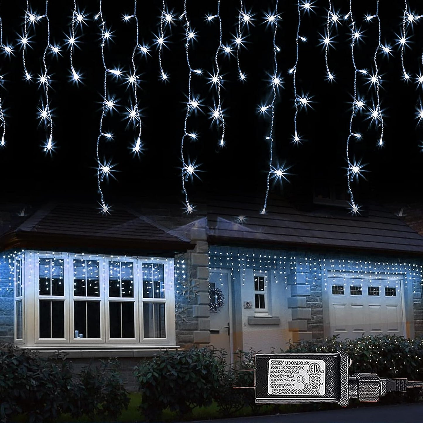 Cadena luces Navidad carámbano 29.5pies 8modos 60gotas