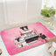 Tapete baño rosa diseño floral gamuza antiderrap 17x27