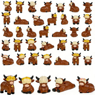 25 Mini Figuras Vaca Resina Decoración Mesa Jardín