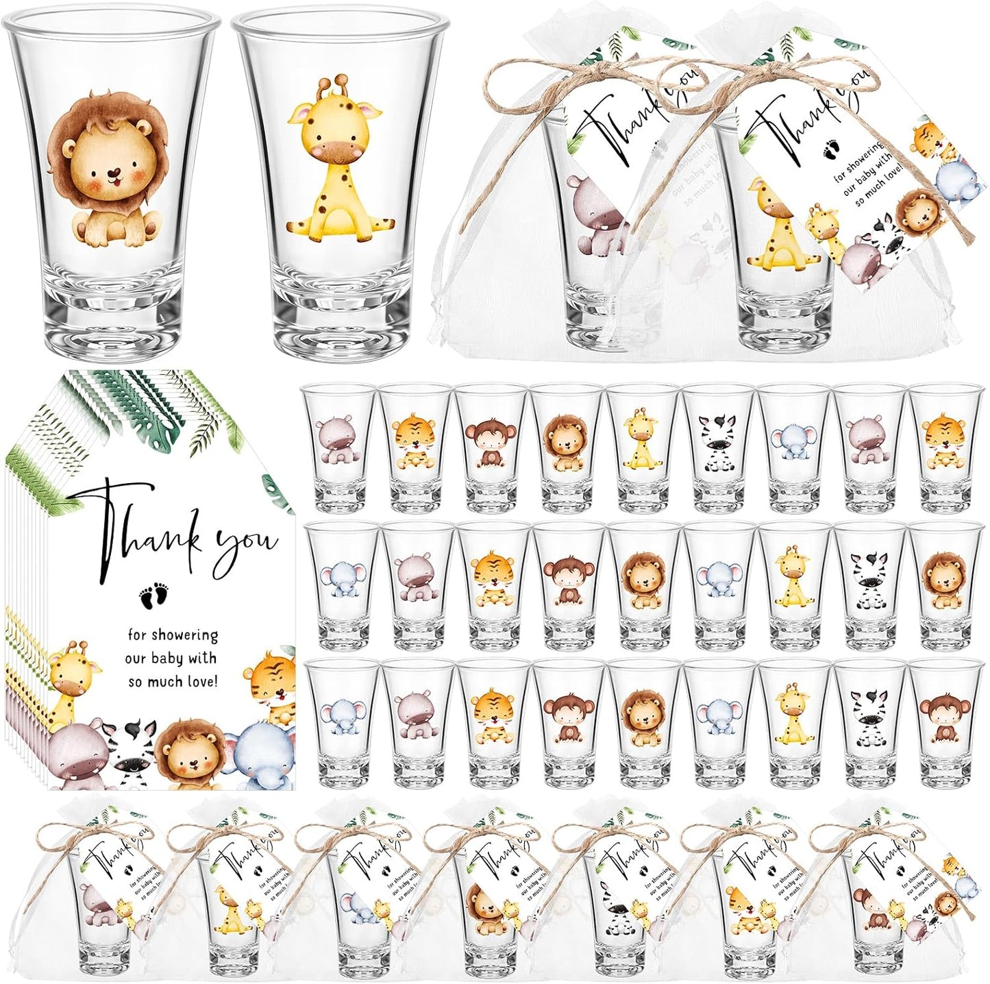 50 Vasos Chupito Acrílico para Baby Shower con Regalos