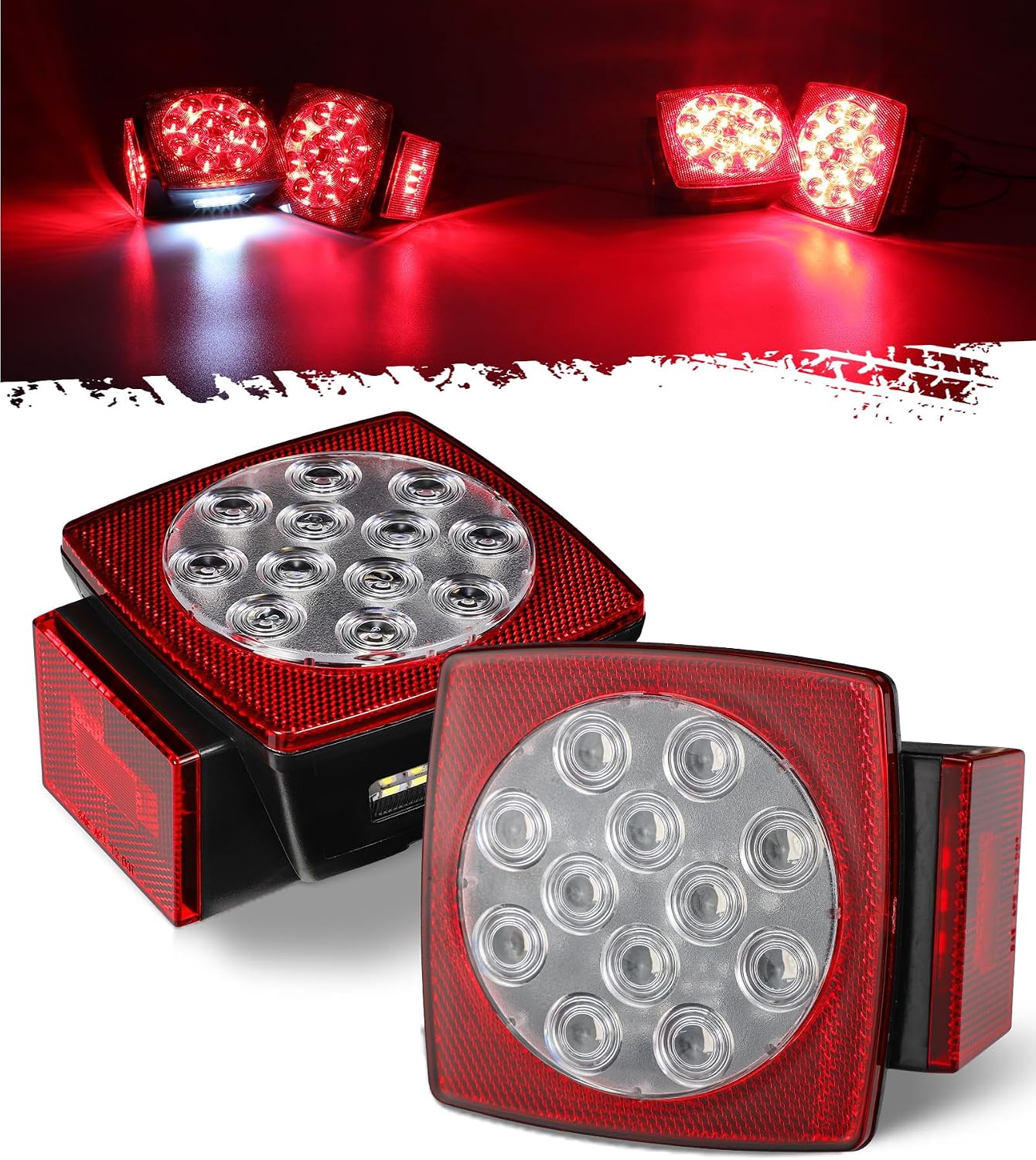Faros LED sumergibles 12V para remolque barco rojo blanco