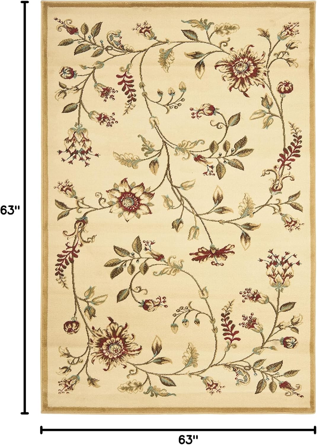 Alfombra cuadrada 5ft3pulg marfil y multicolor no se