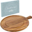 Tabla cortar acacia redonda con ranura y mango para cocina