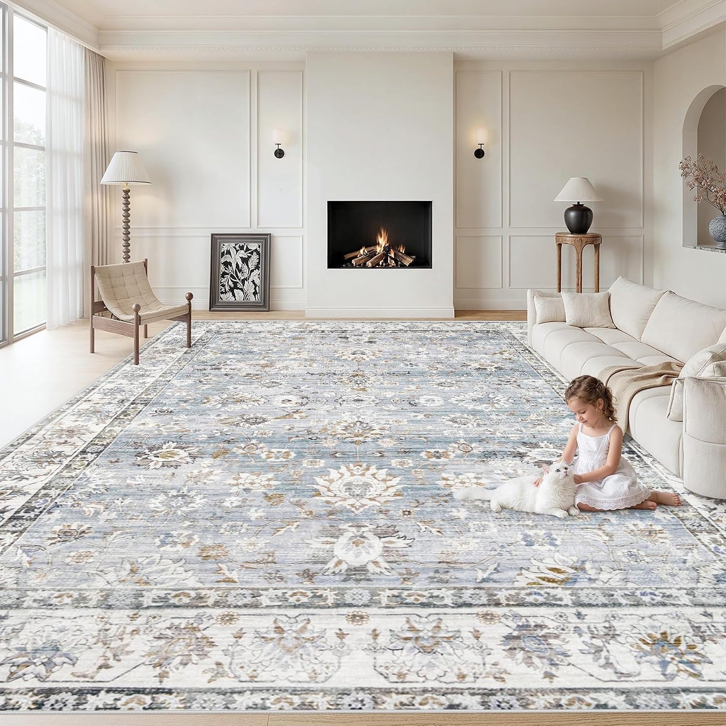 Alfombra 9x12ft vintage antiderrap para dormitorio cocina