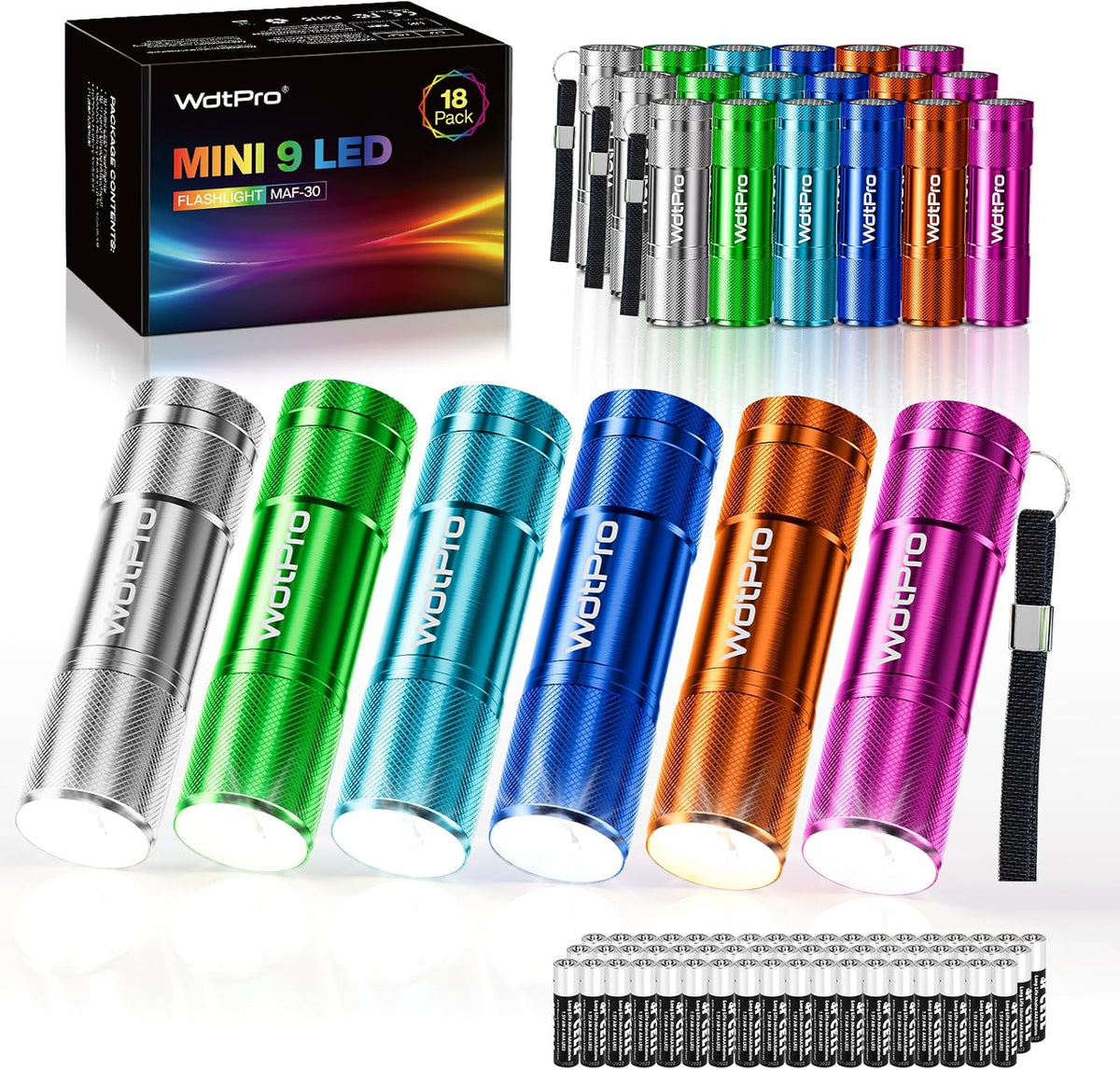 Set 18 Linternas LED Aluminio Colores Surtidos
