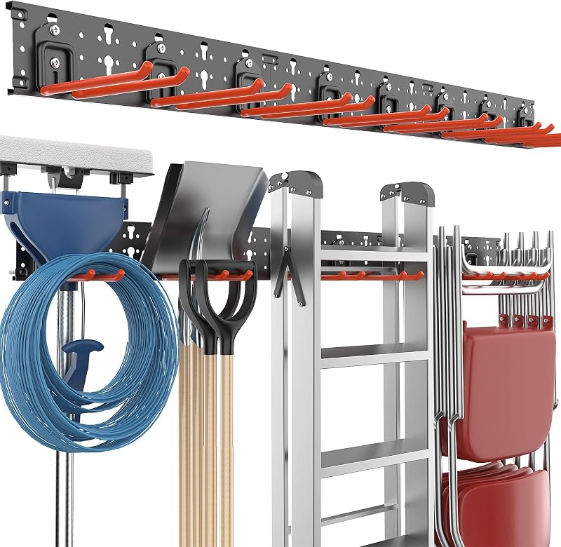 Organiz. herramientas pared 48pulg 8 ganchos 330lb