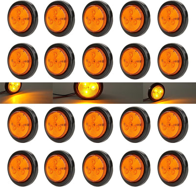 Luces LED redondas 2" ámbar 20uds impermeables