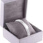 Caja reloj y brazalete tejido lino interior ante marfil