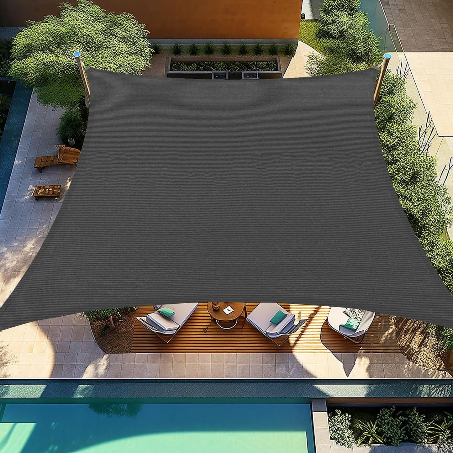 Toldo rectangular 16x16ft gris oscuro UV patio