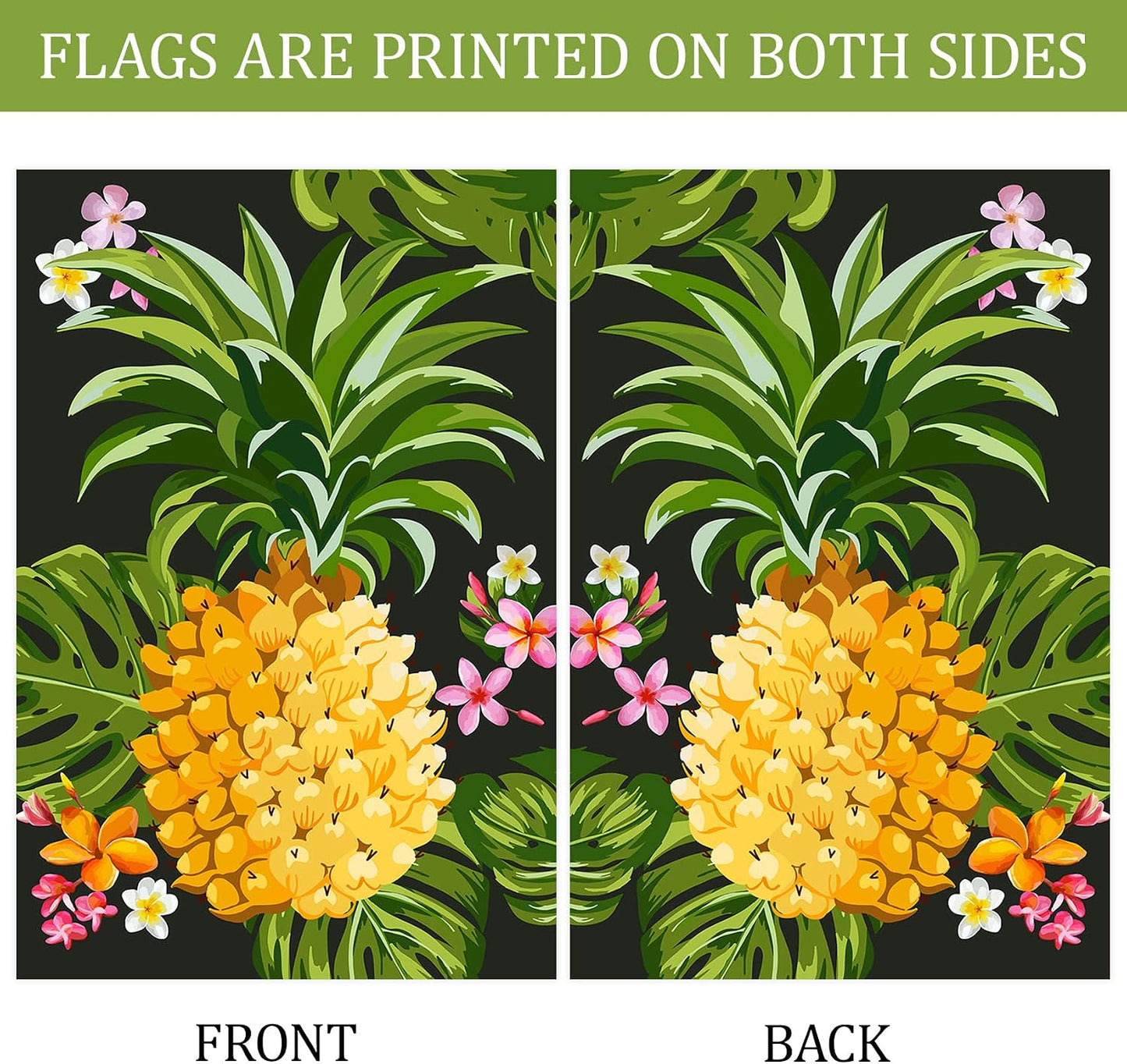 Bandera jardín doble cara piña tropical 12x18pulg
