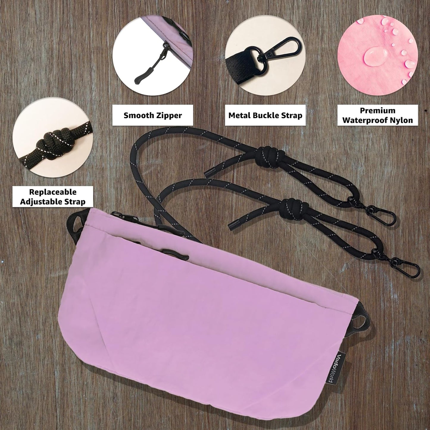 Bolso Crossbody Ligero con Bolsillos Ajustables para Viaje