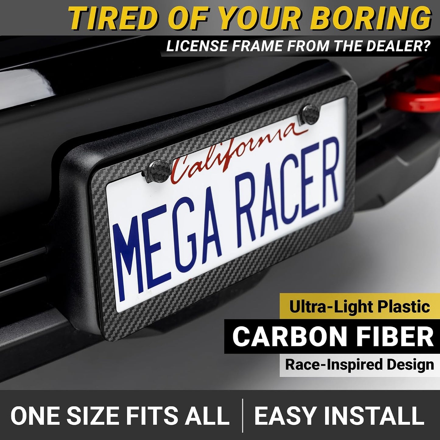 Marcos matrícula fibra carbono negra pack 2 plástico ABS