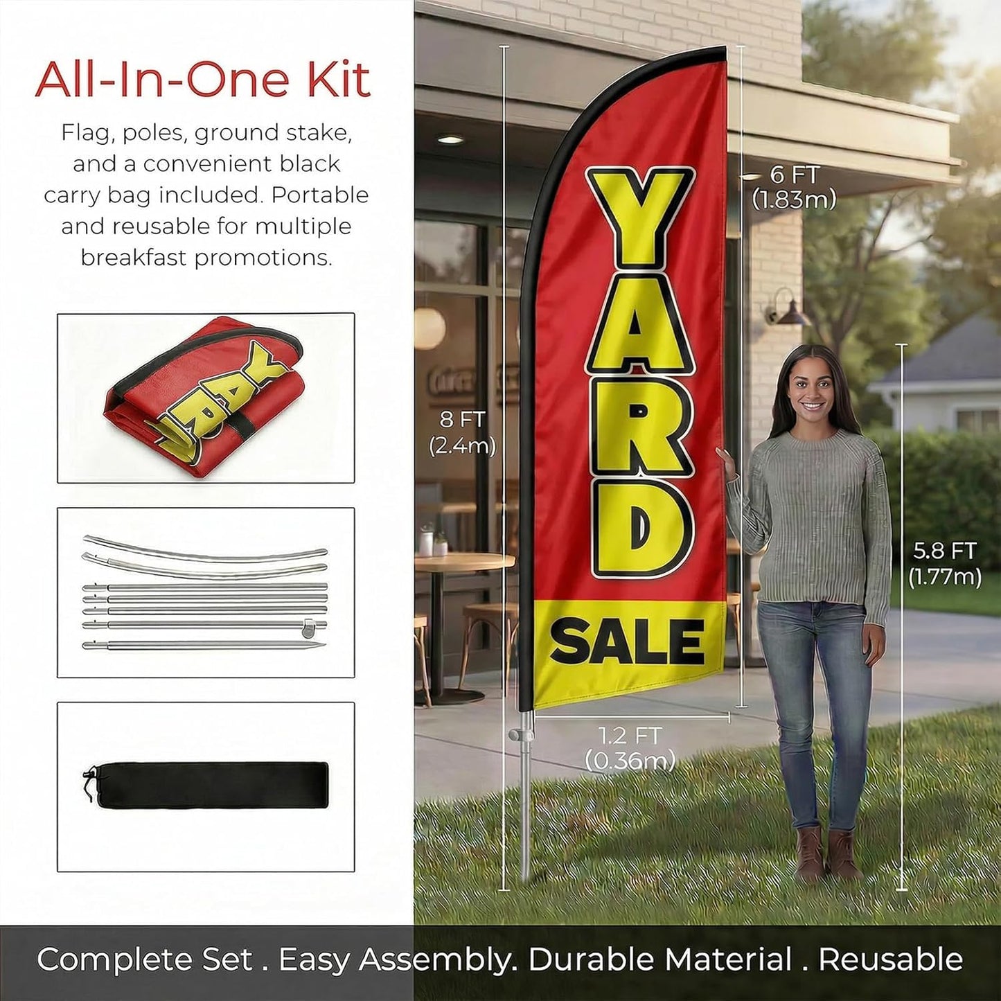 Kit bandera 8ft con poste y punta tierra para venta garage