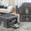 Caja almacenamiento tela lino 4 organizadores metal 2 vías