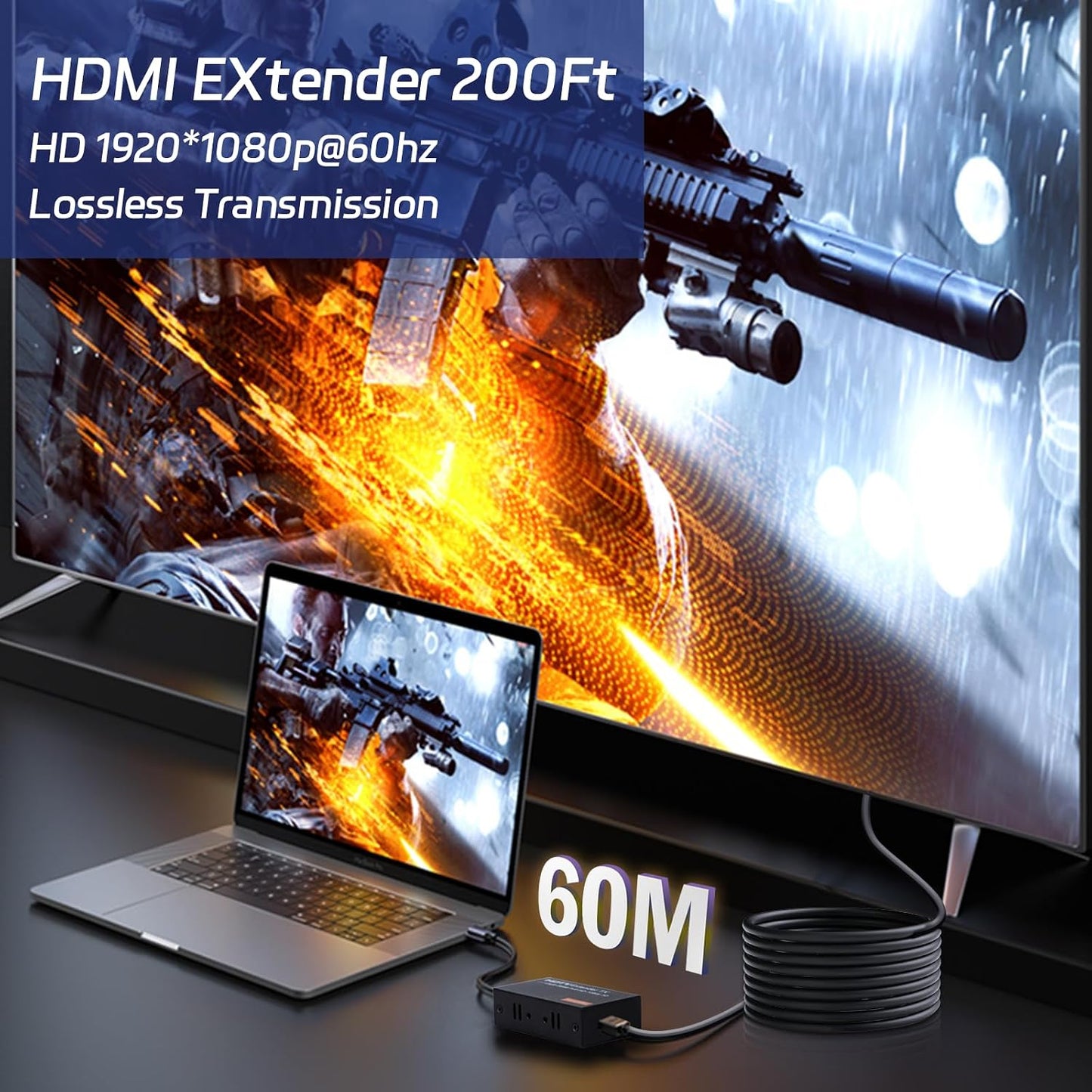 Extensor HDMI por cable Ethernet 200pies 1080p 60Hz