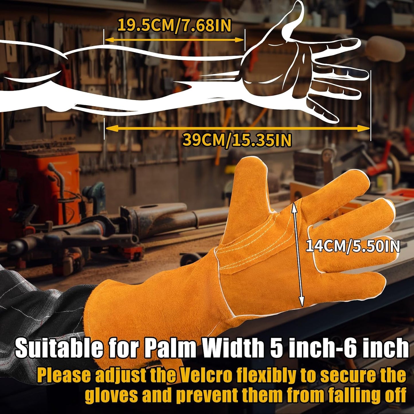 Guantes cuero soldadura 16pulg resist. calor X-Large