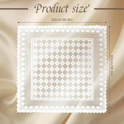 Mantel encaje blanco cuadrado 36x36pulg para mesa café boda fiesta