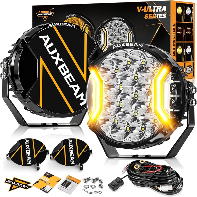 Luces LED 7pulg 226W 26800LM DRL ámbar cubierta negra