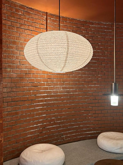 Pantalla linterna papel plegable ovalada blanca doble capa