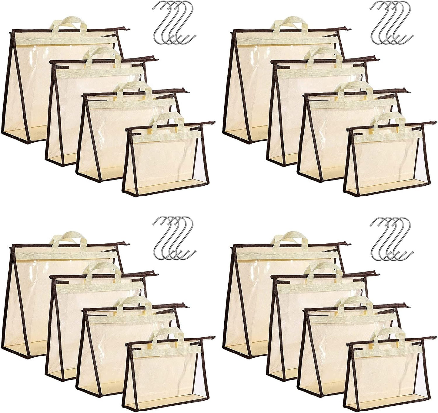 Set 16 organiz. transparentes acero inox 4 tamaños