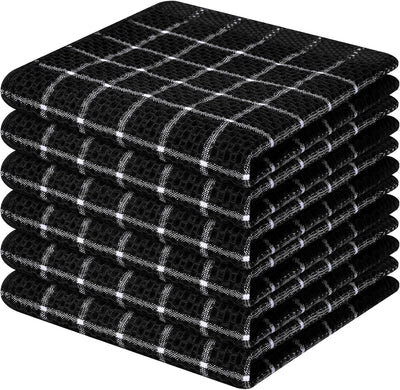 6 Pzas Trapo cocina cuadros 12x12pulg negro