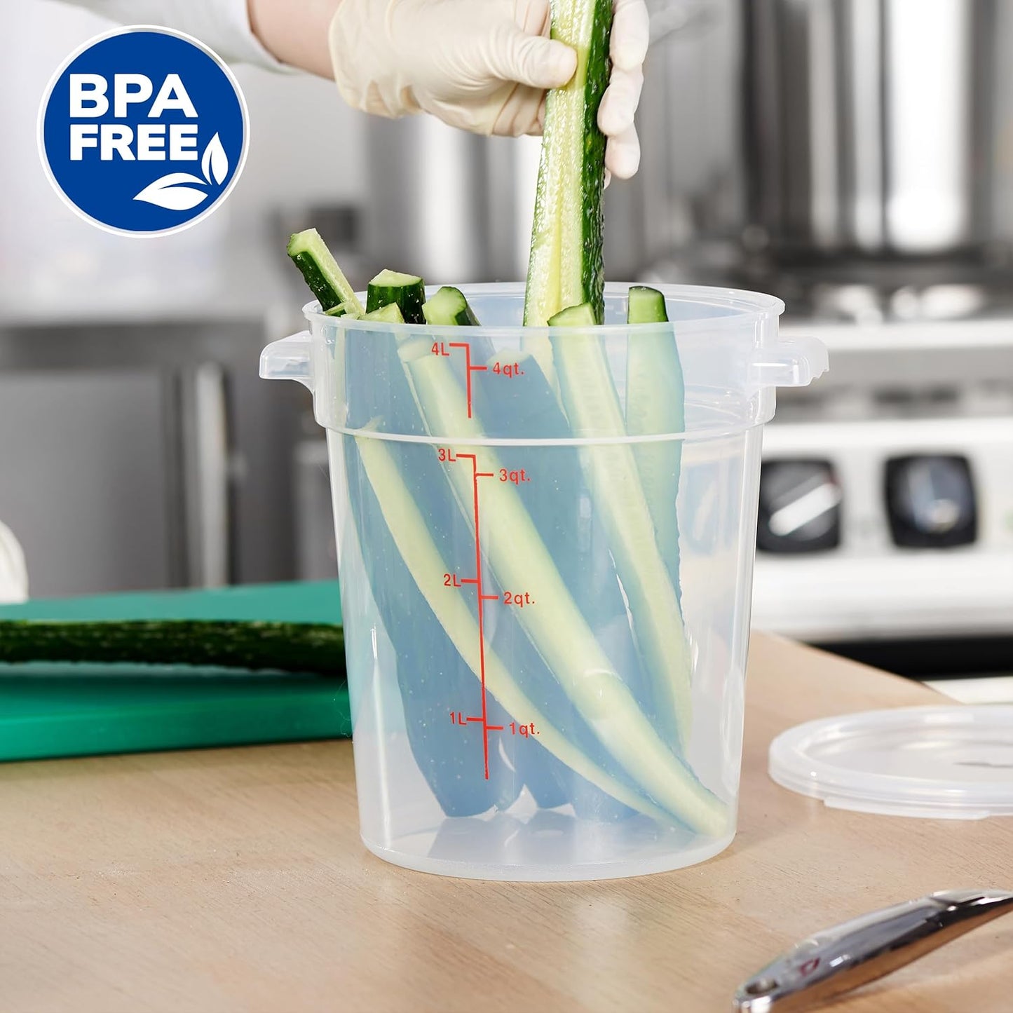 Envase alimento translúcido 4qt con tapa set 4