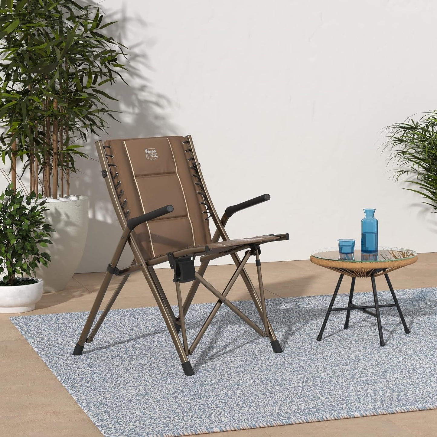 Silla plegable camping acolchada con reposabrazos 300lb