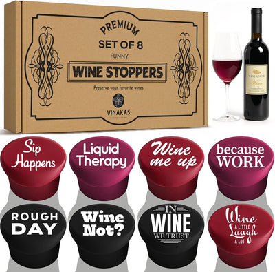 Juego 8 tapones silicona vino hermético reutilizable