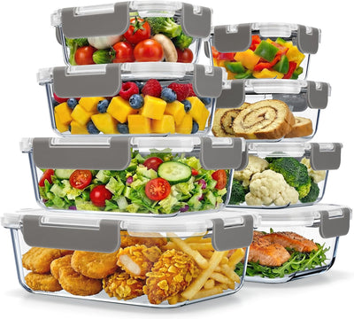 Recipientes vidrio borosilicato 16 pzas con tapas