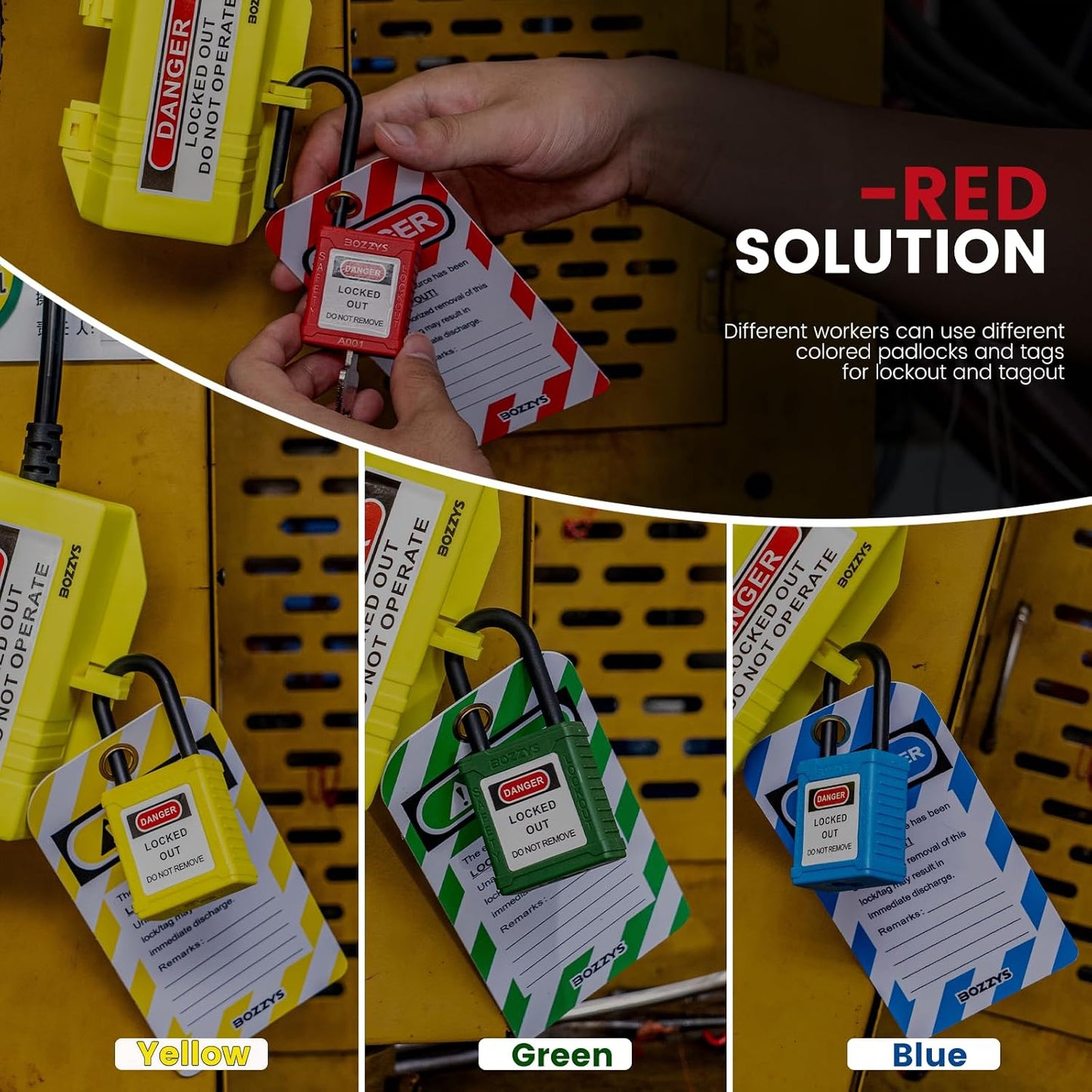 Etiquetas LOTO PVC regrabables con lazos 30 pzas