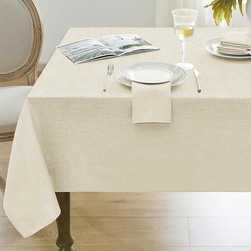 Mantel Rectangular Textura Lino Impermeable para Cocina Comedor