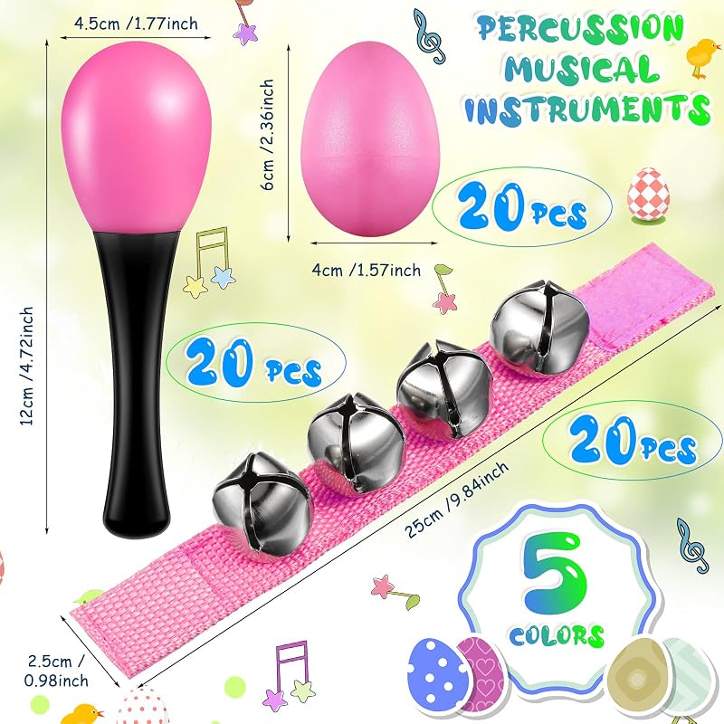60 Pzas Instrumentos Musicales Niños con Cascabeles